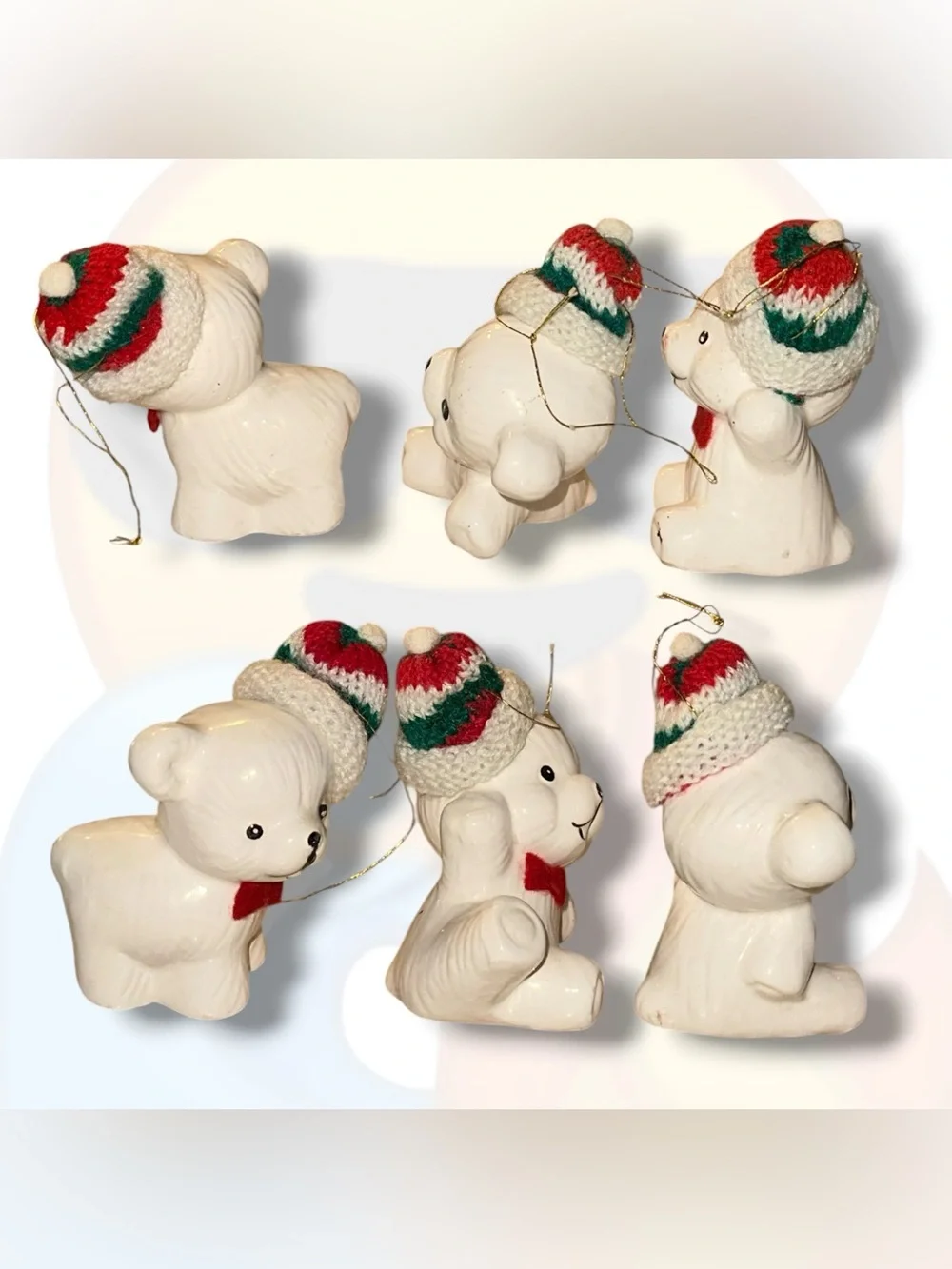 Vintage Snow Bear Christmas Ornaments Bunldle